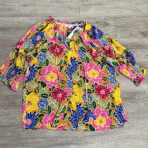 THML Boho  Women’s NWT Floral multicolor blouse top Size M